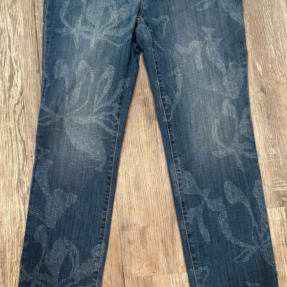 Chico's So Slimming Girlfriend Slim Leg Jeans with Bleached Floral Print. - Picture 3 of 10